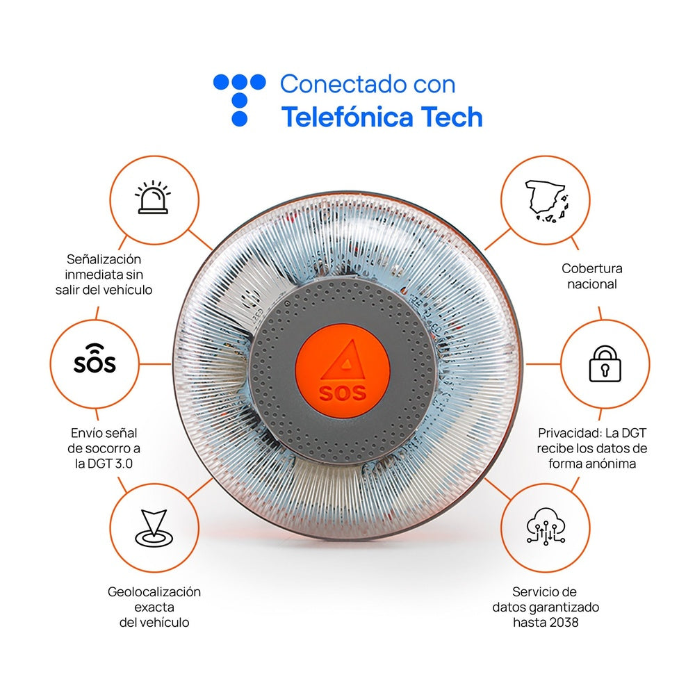 FlashLED SOS Baliza Señalización V16 Conectada IoT Homologada DGT 3.0