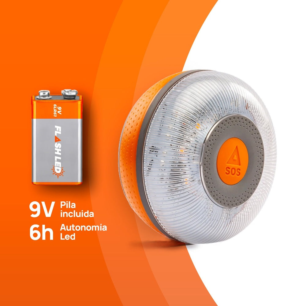 FlashLED SOS Baliza Señalización V16 Conectada IoT Homologada DGT 3.0