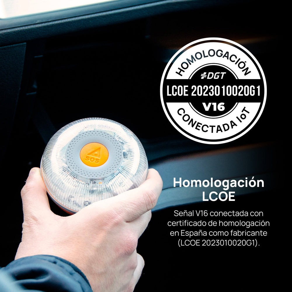 FlashLED SOS Baliza Señalización V16 Conectada IoT Homologada DGT 3.0