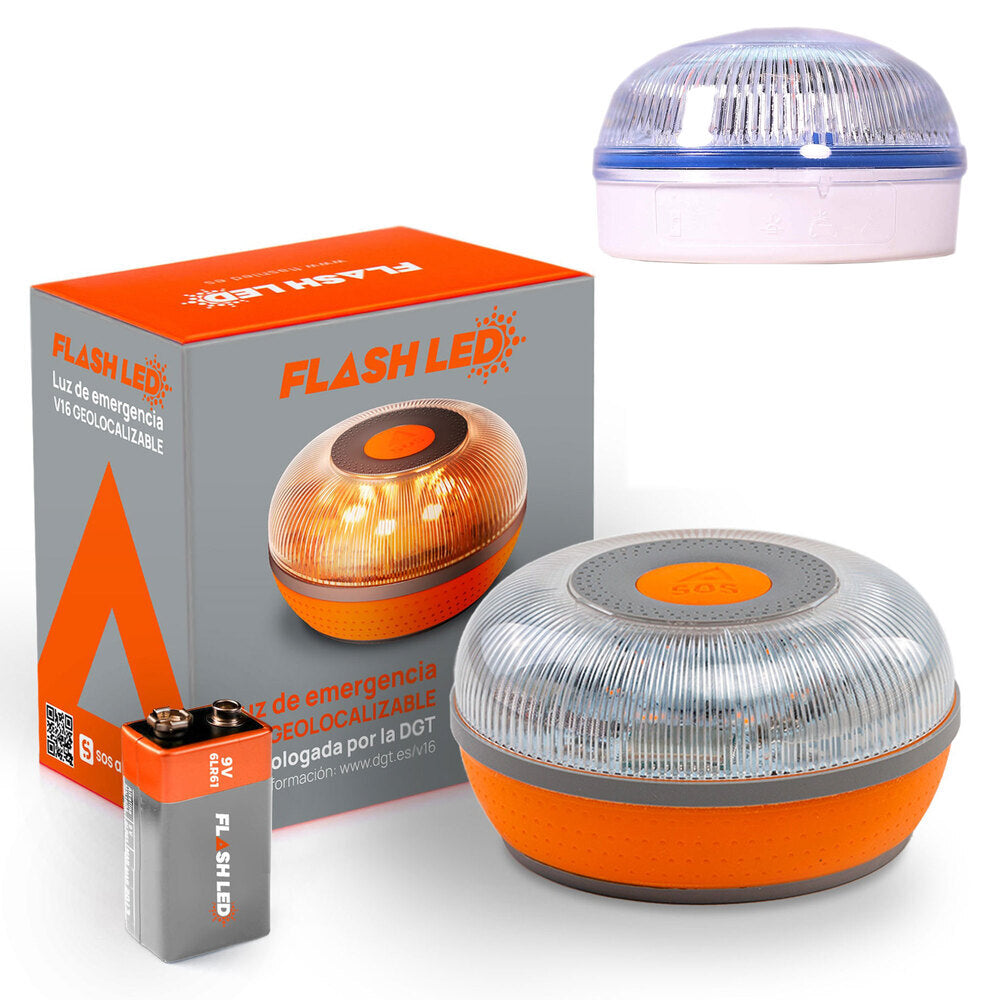 FlashLED SOS Baliza Señalización V16 Conectada IoT Homologada DGT 3.0